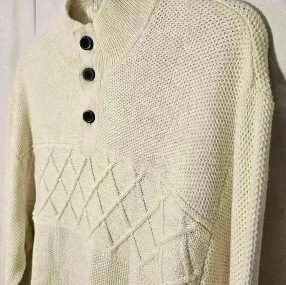 Chaps Mens Cream Knit Sweater 100% Cotton NWT Size Large - Picture 2 of 8
